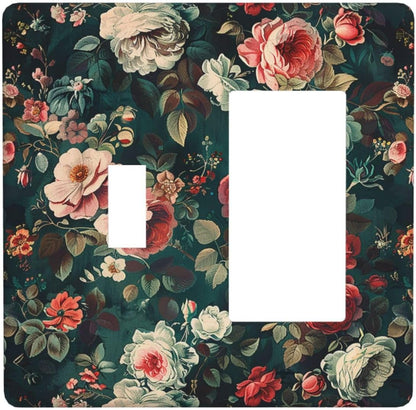 Outlet Covers Baroque Vintage Peony Flower Floral 1 Toggle 1 Rocker Combination Decorative Wall