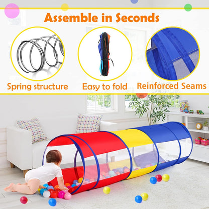 Kids Play Tunnel Tent for Toddlers, Colorful Pop Up Crawl Tunnel Toy for Baby or Pet with