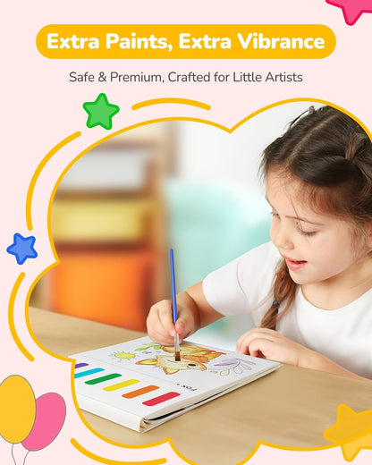 TECJOE 3 Pack Paint with Water Coloring Books for Toddlers, Watercolor Paint Set with 6 Brushes