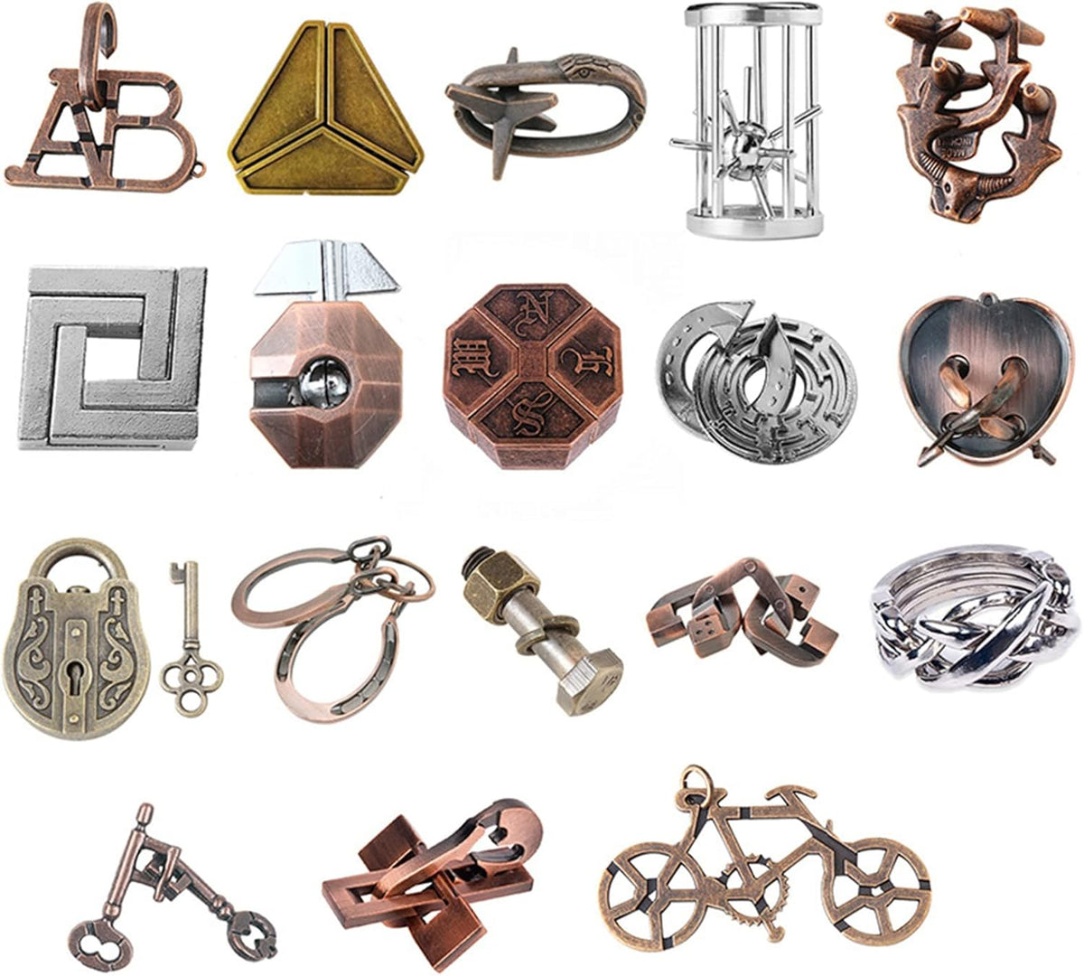 18 pcs IQ Test Puzzle Metal Wire Puzzles Mind Game Educational Toys High Difficulty Brain Teaser