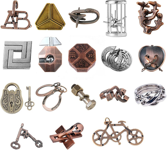 18 pcs IQ Test Puzzle Metal Wire Puzzles Mind Game Educational Toys High Difficulty Brain Teaser