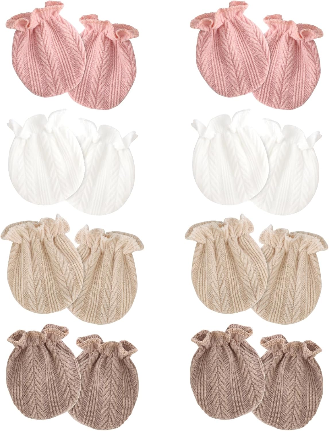 BQUBO Newborn Infant Toddler Mittens No Scratch Cotton Elastic Wrist Gloves Hypoallergenic for 0-6