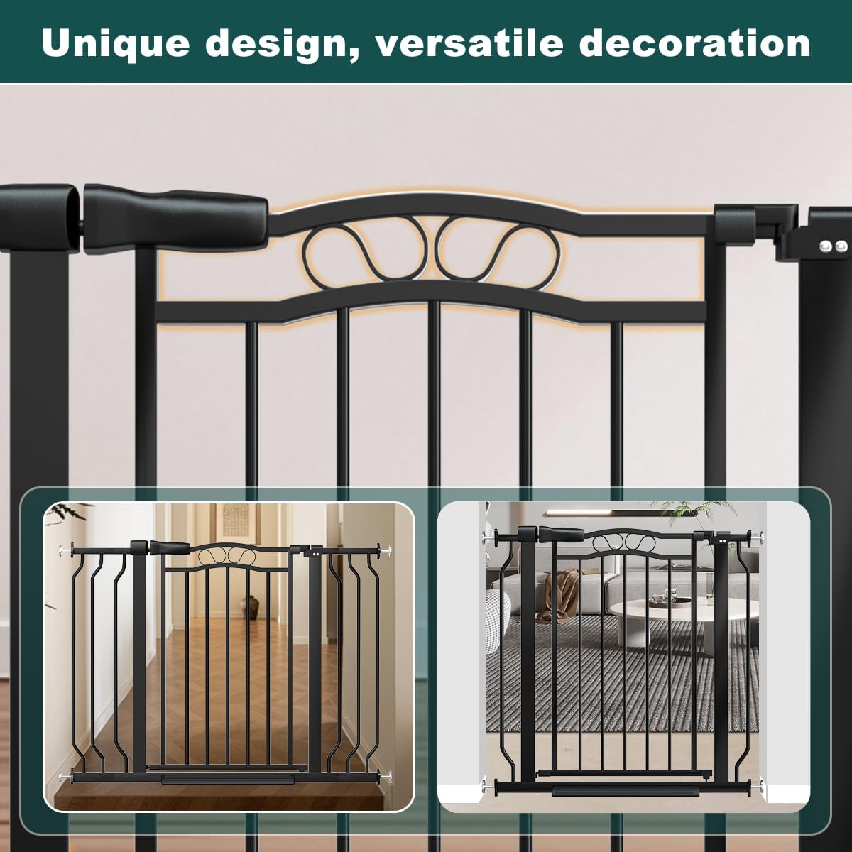 53.1-62.5 Inch Extra Wide Baby Gate, Pressure Mounted Dog Gate Indoor, Walk Thru Pet Gate for Cat