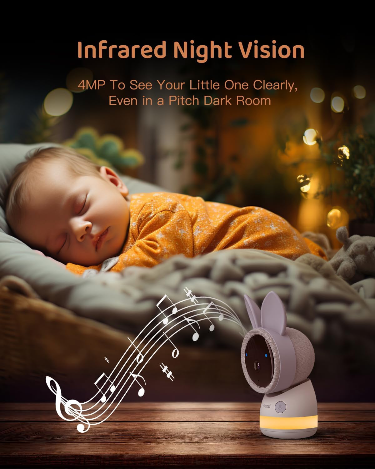 ARENTI 4MP 2.4G&5G WiFi Baby Monitor with 2 Cameras and Audio, Night Light, Auto Traking