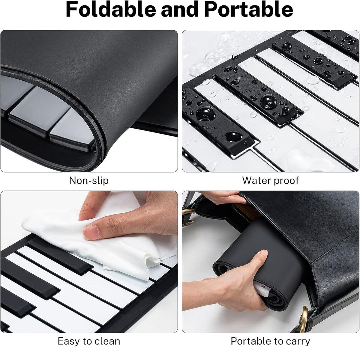 49 Key Roll Up Keyboard Piano, Portable Digital Electric Foldable Piano Keyboard, Rechargeable, 47