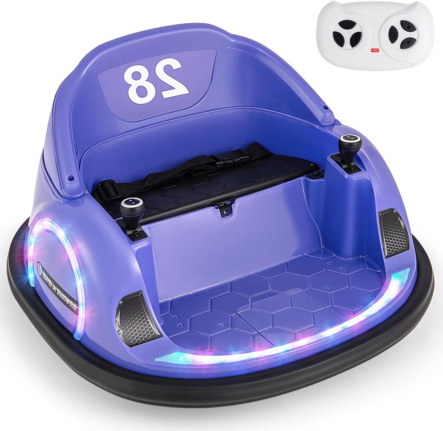 GLACER 12V Bumper Car, Electric Kids Bumper Car w/Parental Remote, 3-Speed, 360°Spin, Music, LED