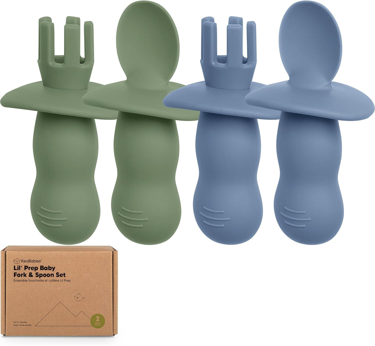KeaBabies 4-Pack Silicone Baby Spoons and Forks Set - Baby Led Weaning Utensils 6-12 Months, Self