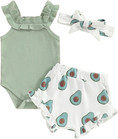 fhutpw Baby Girl Clothes Summer Cute Outfits 3 6 12 18 Months Spaghetti Strap Romper & Floarl