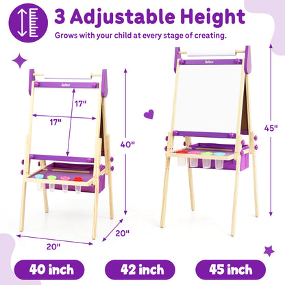 Belleur All-in-One Art Easel for Kids, Adjustable Double Sided Easel for Toddlers with Magnetic