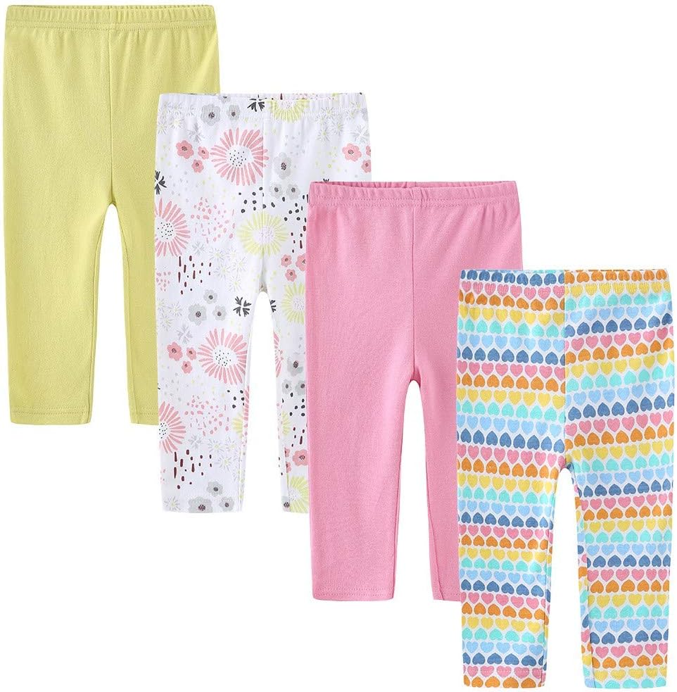 Unisex Newborn Baby Cotton 4-Pack Pants Embroidery Pringting Casual Leggings 0-24 Months for Boys