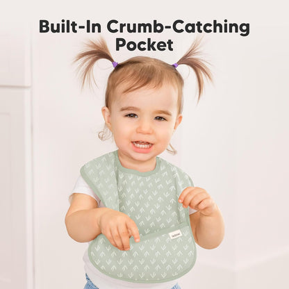 3-Pack Waterproof Baby Bibs for Eating - Lightweight Toddler Feeding Bibs with Large Food Catcher