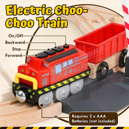 Lehoo Castle Wooden Train Set, Construction Toys for 3 Year Old Boys