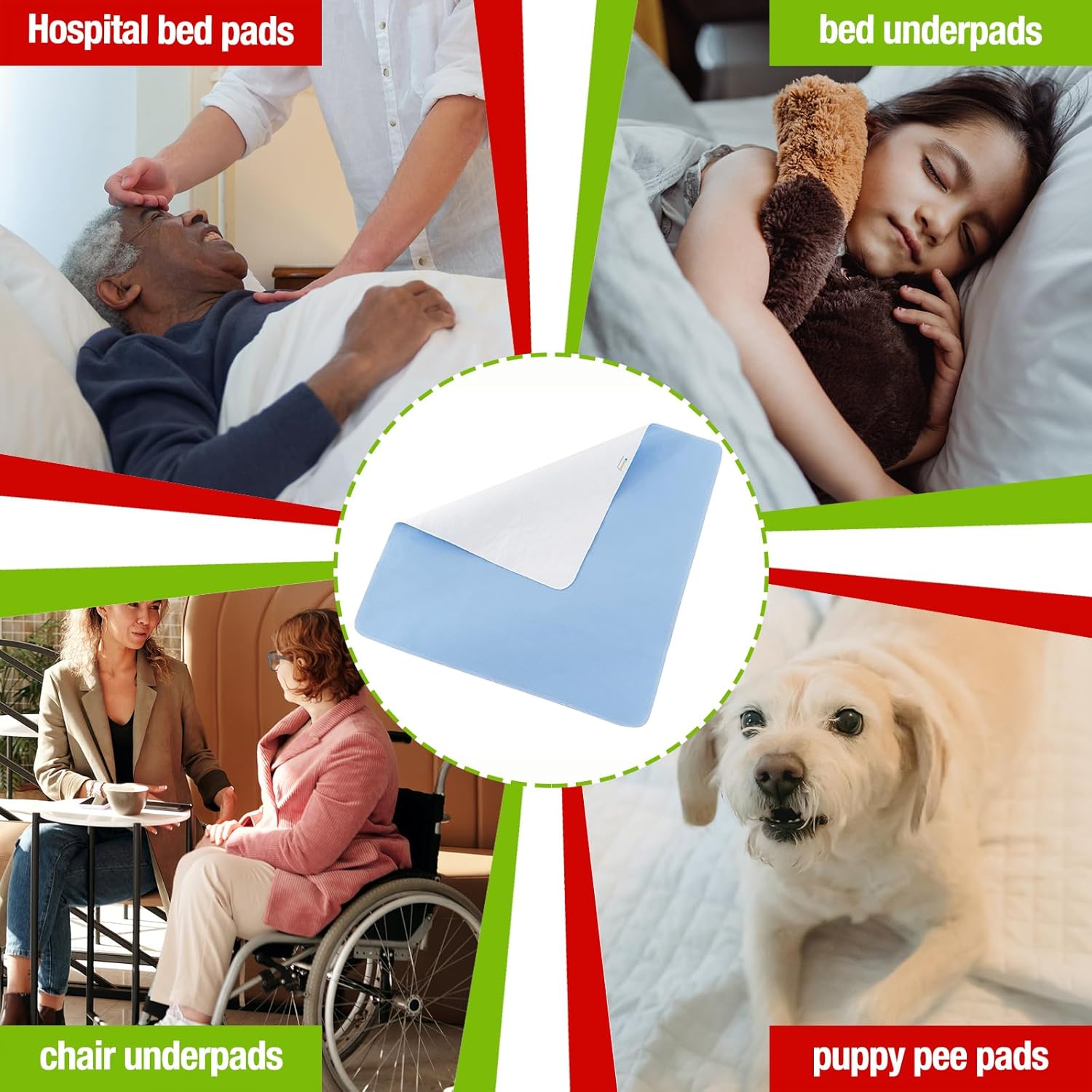 Bamuho Bed Pads for Incontinence Washable with 4 Layers of Protection, Waterproof Bed Pads Large