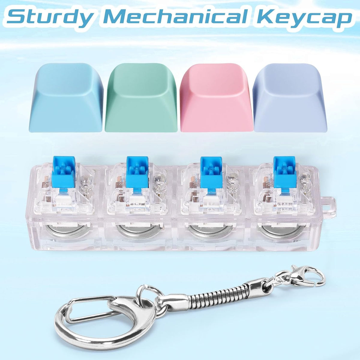 Keyboard Fidget Toys Adults Fidget Keyboard Clicker with LED Light Keychain Sensory Toys for