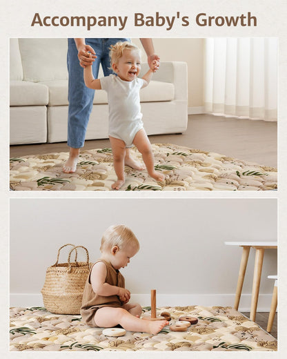 Blissful Diary Baby Play Mat, 47x47 Infant Play Mat for Playpen, Thicken Foam Cushioned Baby Mat