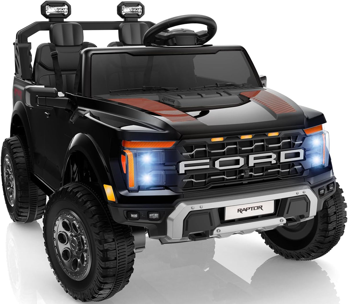 24V Ride on Toys for Big Kids, Licensed Ford F-150 Raptor 2 Seater Kids Ride on Car w/Remote