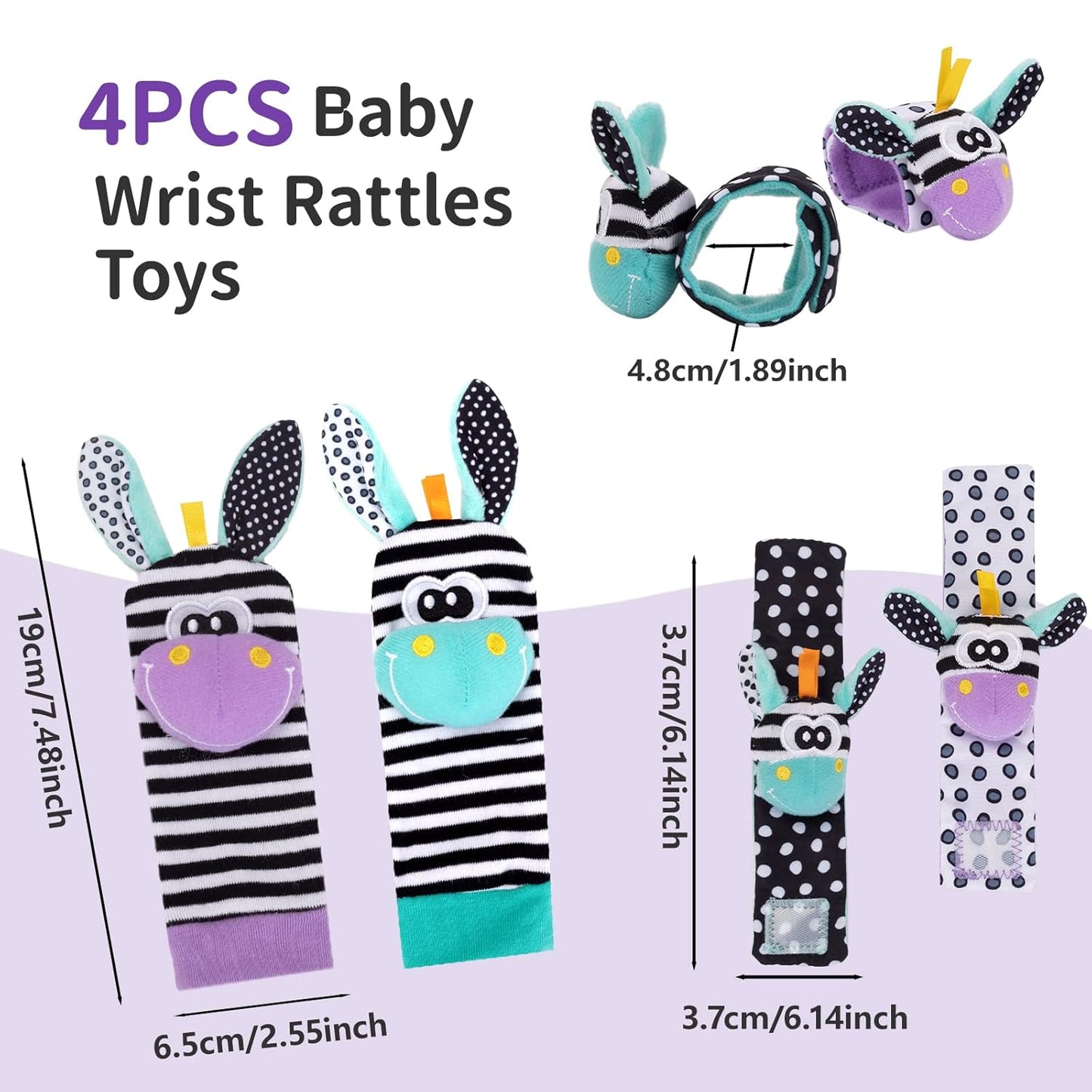 Wrist Rattles for Babies Rattle Socks Wrist Strap Rattles Set Cartoon Socks Cute Animal Baby