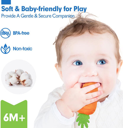hahaland Baby Seek and Find Sensory Farm Animals Plush - 13 PCS Whats Inside Box with Rattle