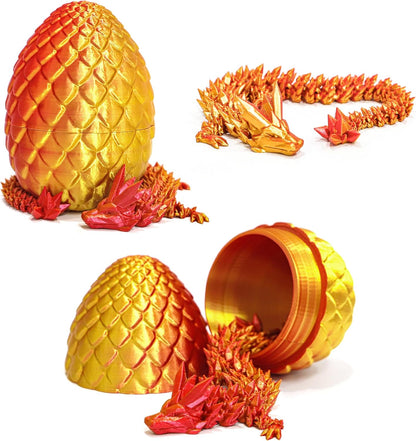 Dragon Egg - 3D Printed Egg with Flexible Pearly Sheen Dragon Inside, 3D Printed Surprise Gift