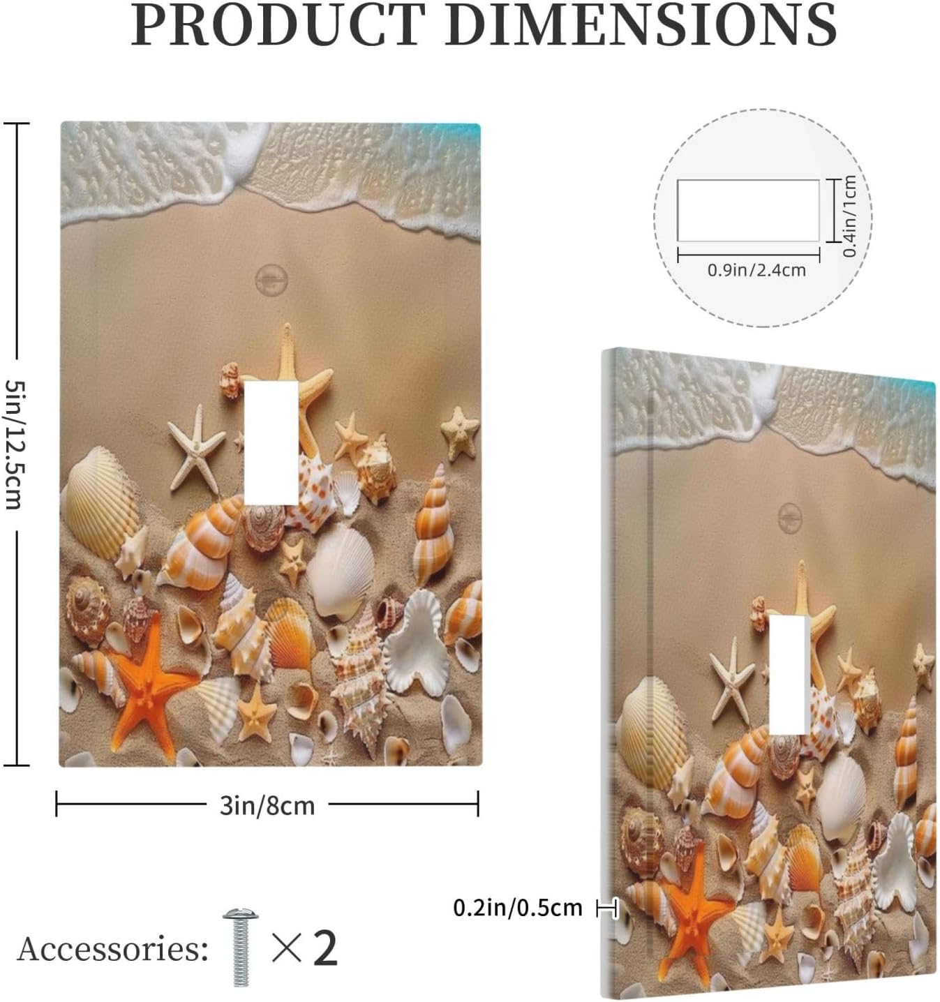 Decorative Switch Covers Plate Beachy Sea Ocean Seashell Starfish 1 Gang Wall Plate Unique Single