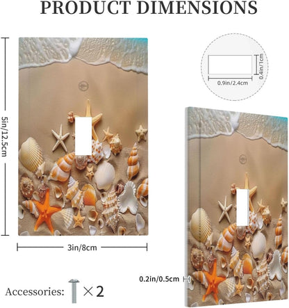 Decorative Switch Covers Plate Beachy Sea Ocean Seashell Starfish 1 Gang Wall Plate Unique Single