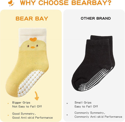 Baby Non Slip Ankle Socks with Grippers for 0 Months-7 Years Old Walking Socks