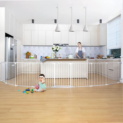 COMOMY 198" Baby Gate Extra Wide, Dog Gate Pet Gate for House Stairs Doorways Fireplace, Adjustable