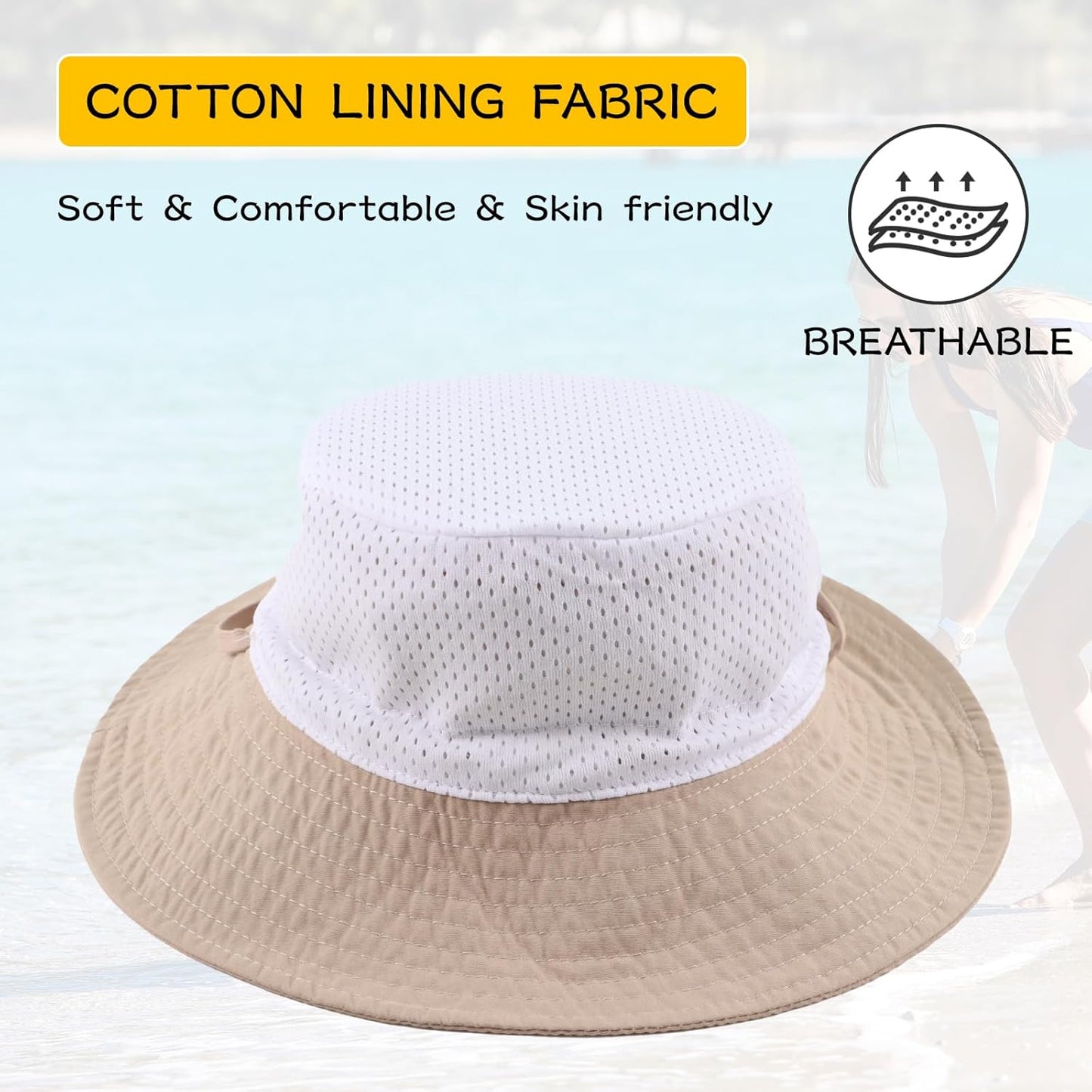 Peecabe Summer Baby Sun Hat for Boys Girls UPF 50+ Wide Brim Toddle Bucket Hat Adjustable Baby