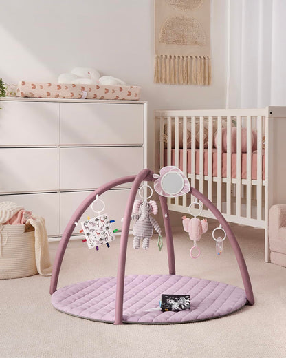 Blissful Diary Baby Play Gym Mat, Tummy Time Activity Mat with 6 Detachable Toys for Stage-Based