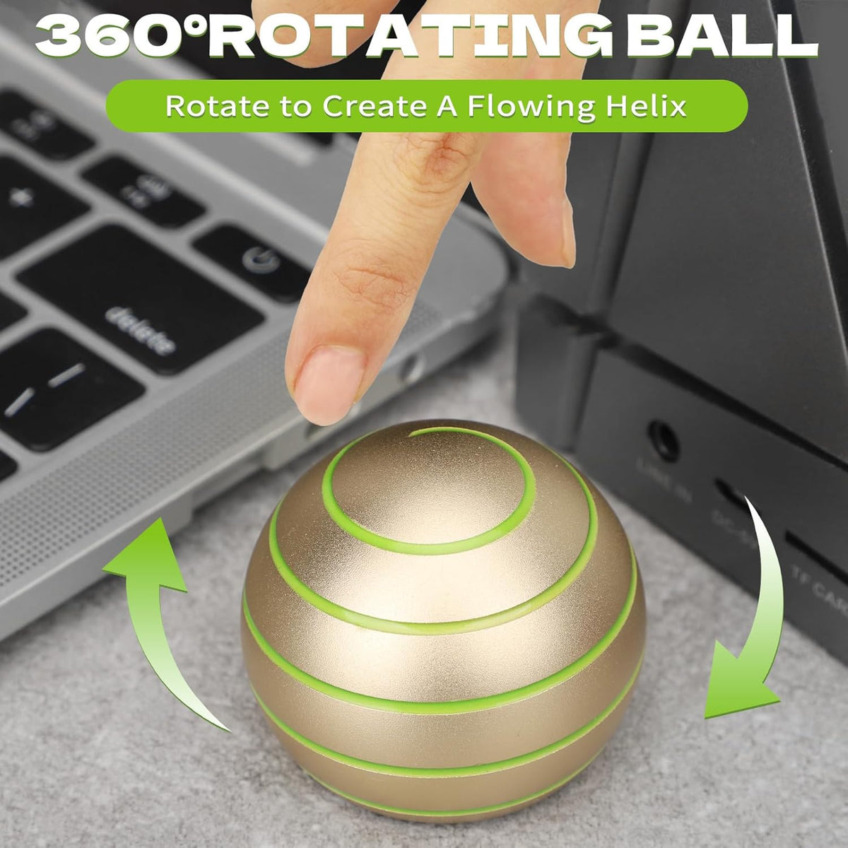 Fidget Spinner Kinetic Spin Metal Desk Toy Ball for Kids Adults, Luminous Full Body Optical