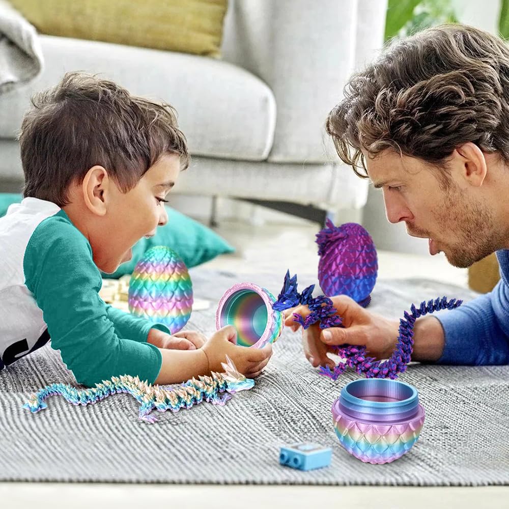 3D Printed Dragon Egg, Mystery Crystal Dragon Egg Fidget Toys Surprise, Articulated Crystal Dragon