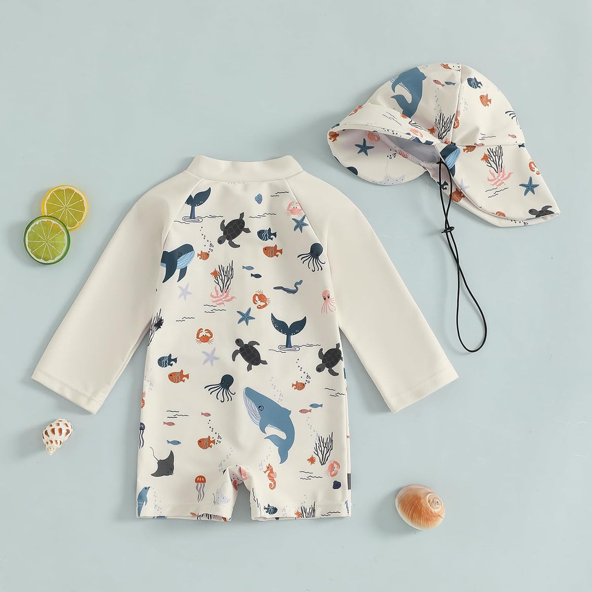 Hnyenmcko Baby/Toddler Boy Rash Guard Swimsuit Long Sleeve One Piece Zipper Swimwear Sunsuit Infant