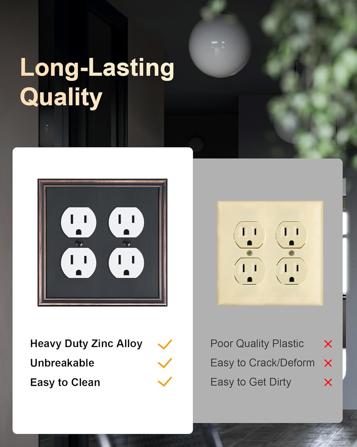 2-Pack Double Duplex Outlet Cover, Aged Bronze Decorative Switch Plates and Outlet Covers for