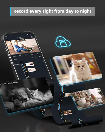 blurams Security Camera, 2K Indoor Camera 360° Pet Camera for Home Security with Phone App, Motion