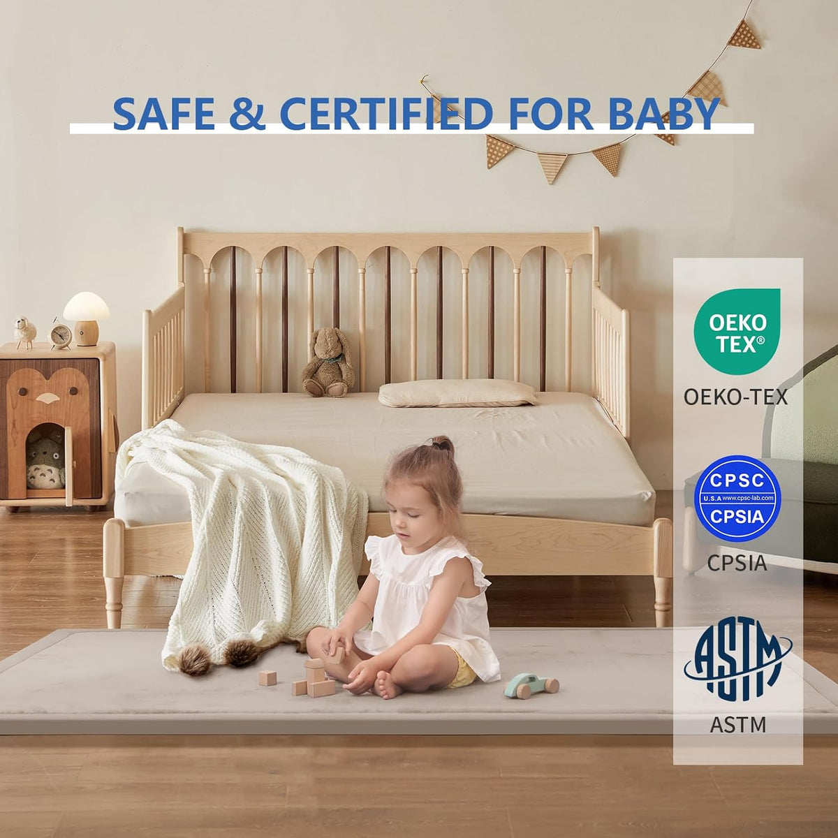 Play Mat for Babies Toddlers,1.3" Thick Elasti-Foam Anti-Fall Cushion Mat for Kids Room,28×72