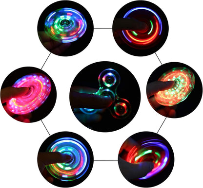 SCIONE LED Fidget Spinners, Light Up Sensory Fidget Toys for Kids, Glow in The Dark Toys for Kids