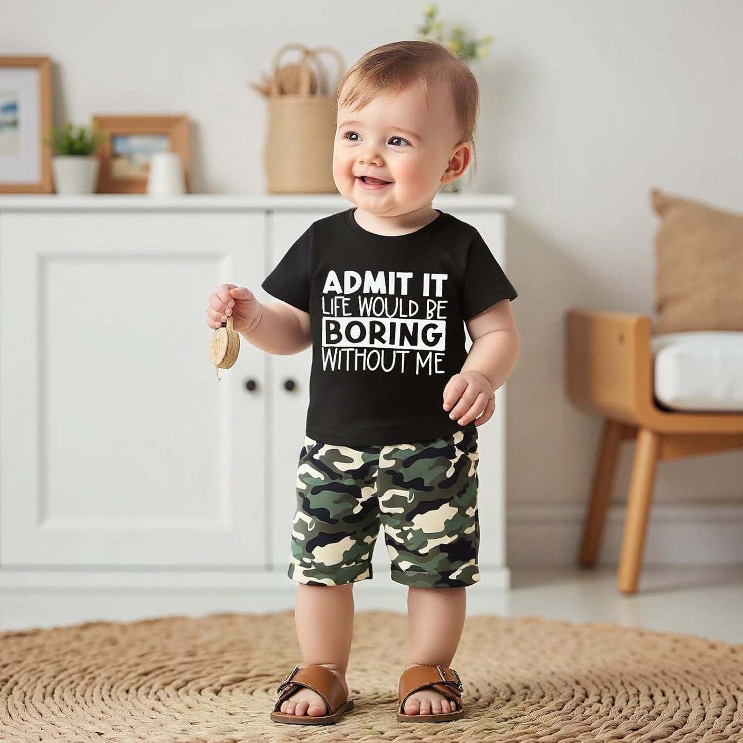 wdehow Toddler Kids Baby Boy Summer Clothes Sets 1T 2T 3T 4T 5T Letter Print Short Sleeve Tops