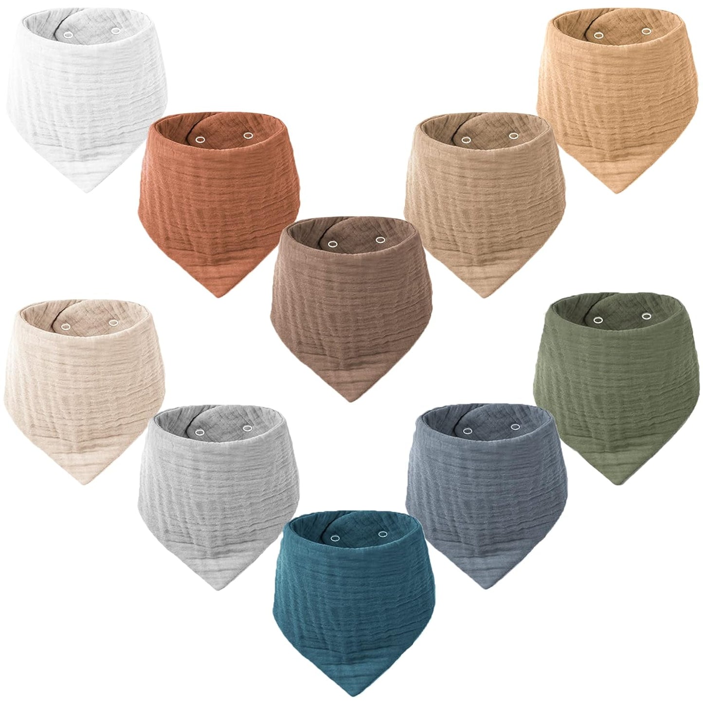Konssy Muslin Baby Bibs 10 Pack Baby Bandana Drool Bibs 100% Cotton for Unisex Boys and Girls, Soft