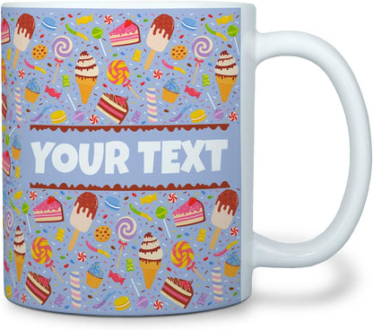 Personalized Mug for Kids - Sweets - Custom Name/Text, Ceramic Hot Chocolate/Cocoa/Coffee Cup for