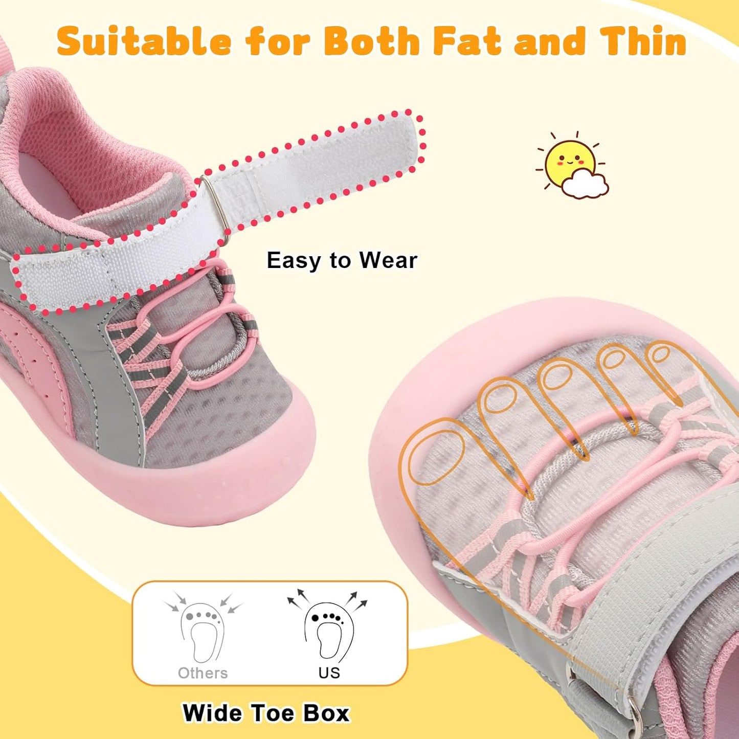 FEETCITY Wide Baby Shoes Boys Girls Baby Barefoot Shoes Breathable Infant Walking Shoe Crib Sock