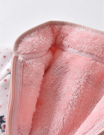 Kids Printed Polar Fleece Jacket Toddler Baby Boys Girls Autumn Winter Warm Sherpa Lining Outerwear