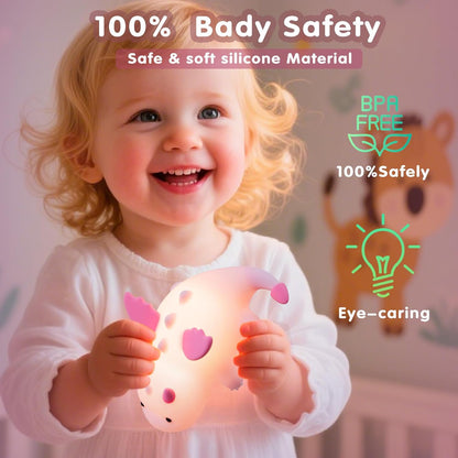 Cute Baby Dragon Kids Night Light for Kids,Cute Soft Silicone Lamp 3 Level Dimmable Changing