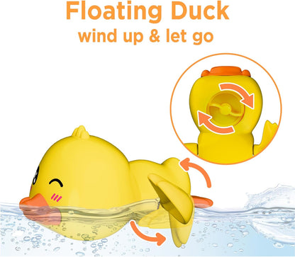 iPlay, iLearn Baby Duck Bath Toy, Toddler Bathtub Suction Water Spinner Gear, Kid Shower Fishing
