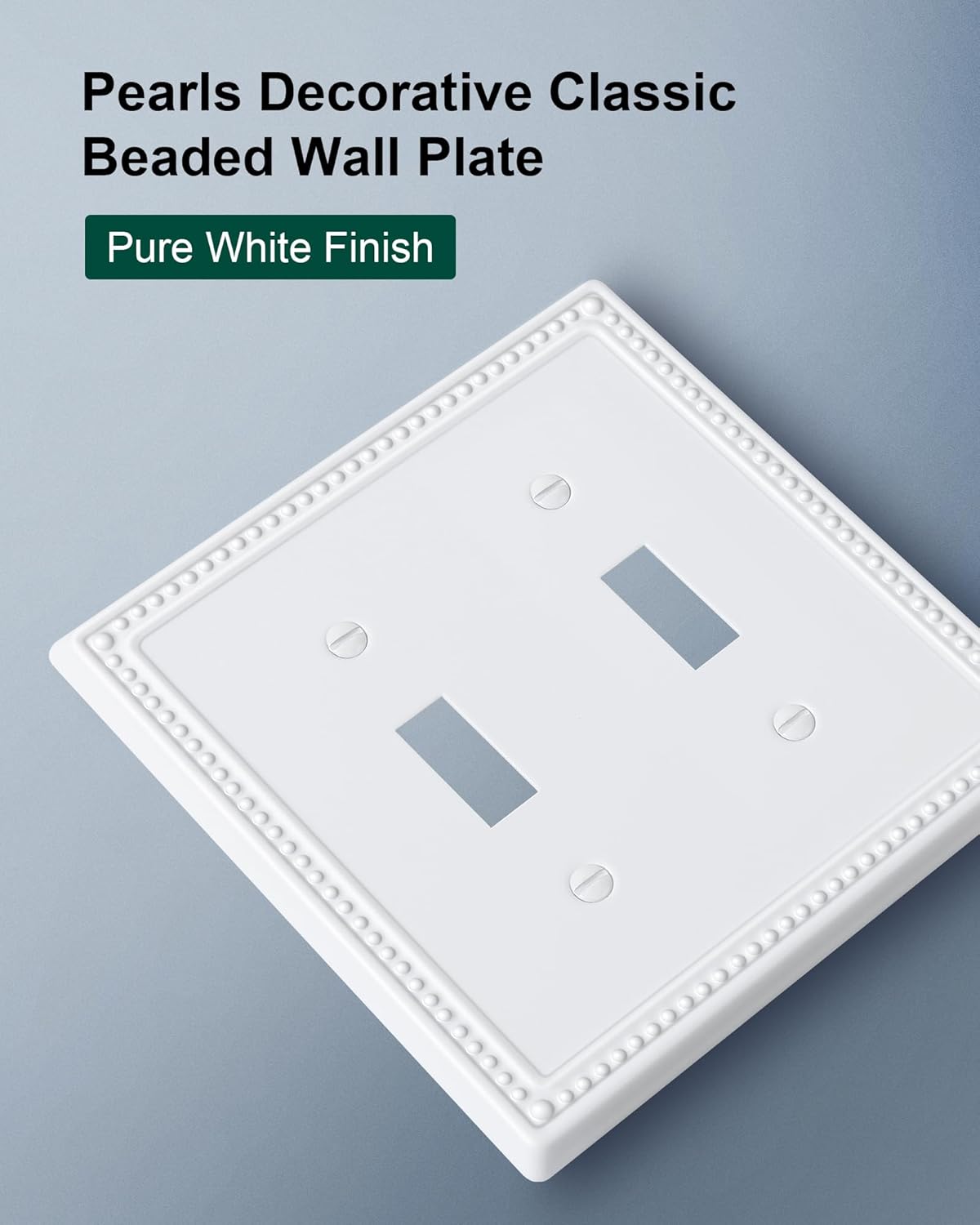 2-Pack Double Toggle Light Switch Cover Plate, Pearls Decorative Dual Switch Plate Covers, Pure