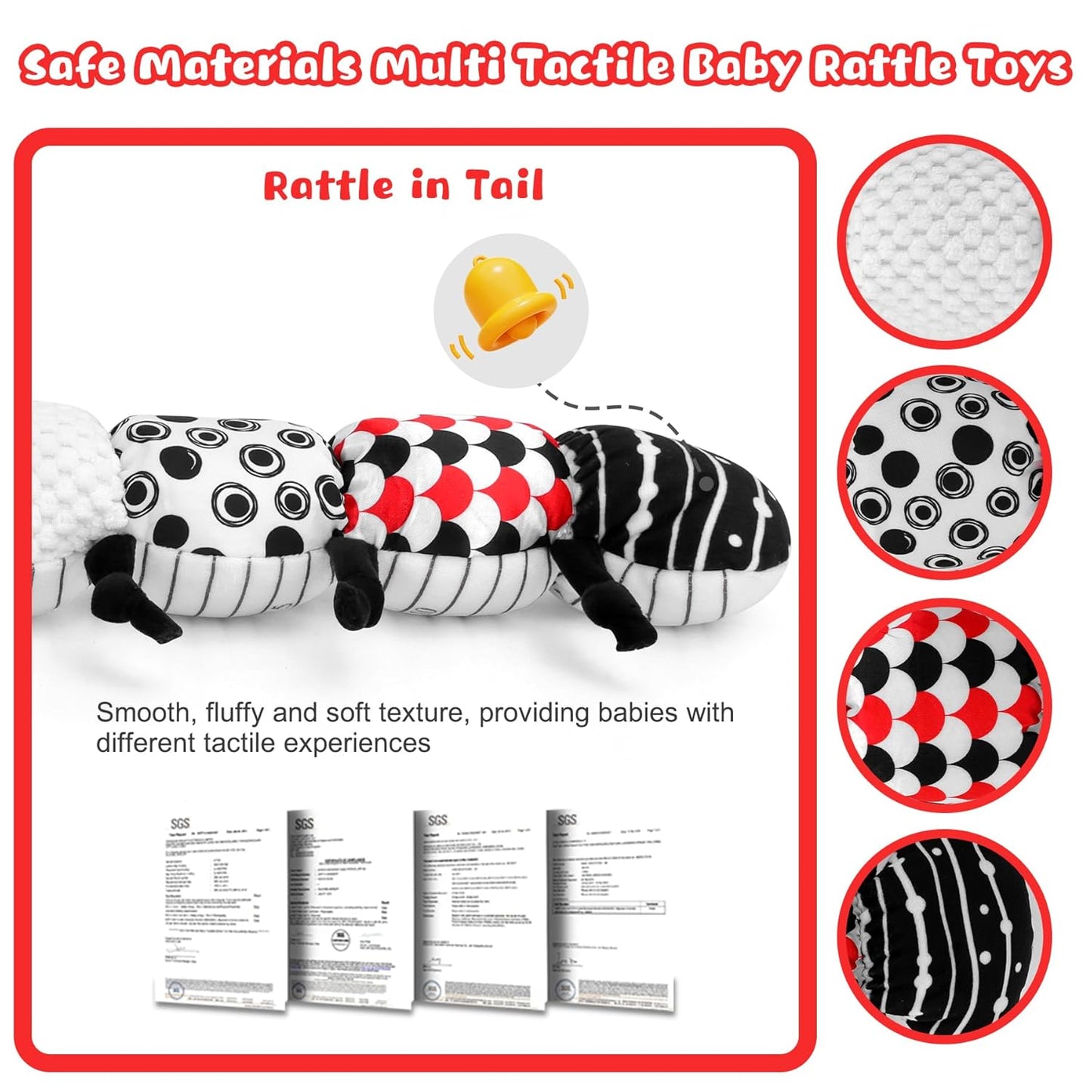 Baby Toys 0-12 Months - Musical Caterpillar Stuffed Animal Soft Plush Toys for Infant Girls Boys 3