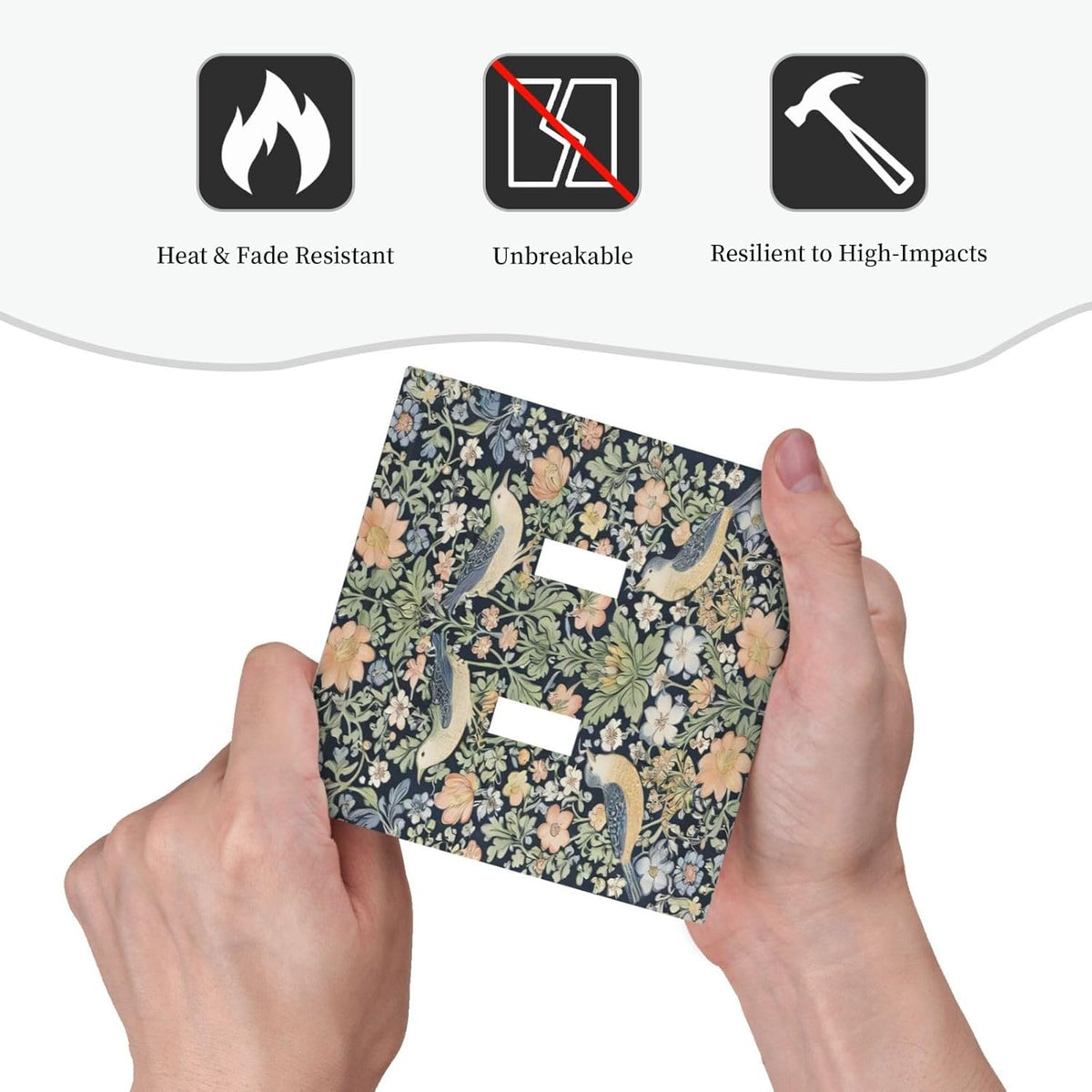 Decorative Switch Covers Plate Rustic Morris Birds Green Leaf Flower 2 Gang Wall Plate Unique