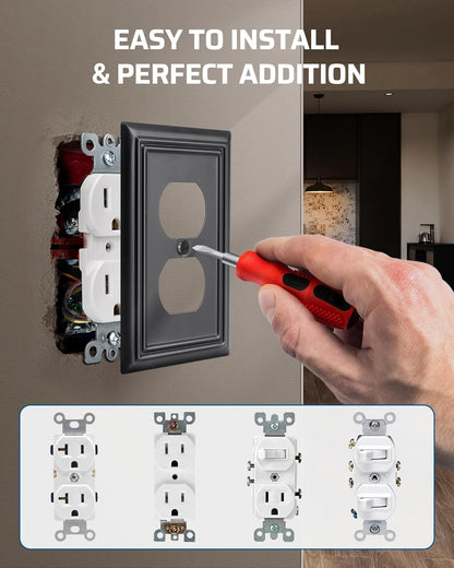 DEWENWILS 4 Pack Black Metal Outlet Covers, 4.88"×3.13" Electric Covers for Outlets, Kitchen Wall