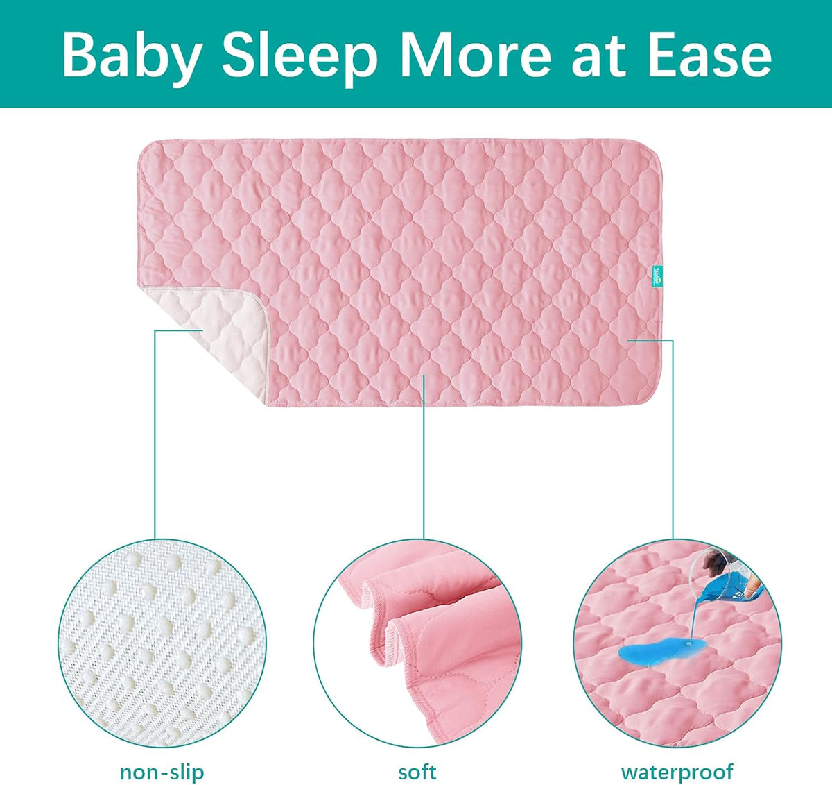 Waterproof Crib Mattress Protector Pad Cover 28" x 52", Anti Slip & Absorbent Waterproof Bed Pads