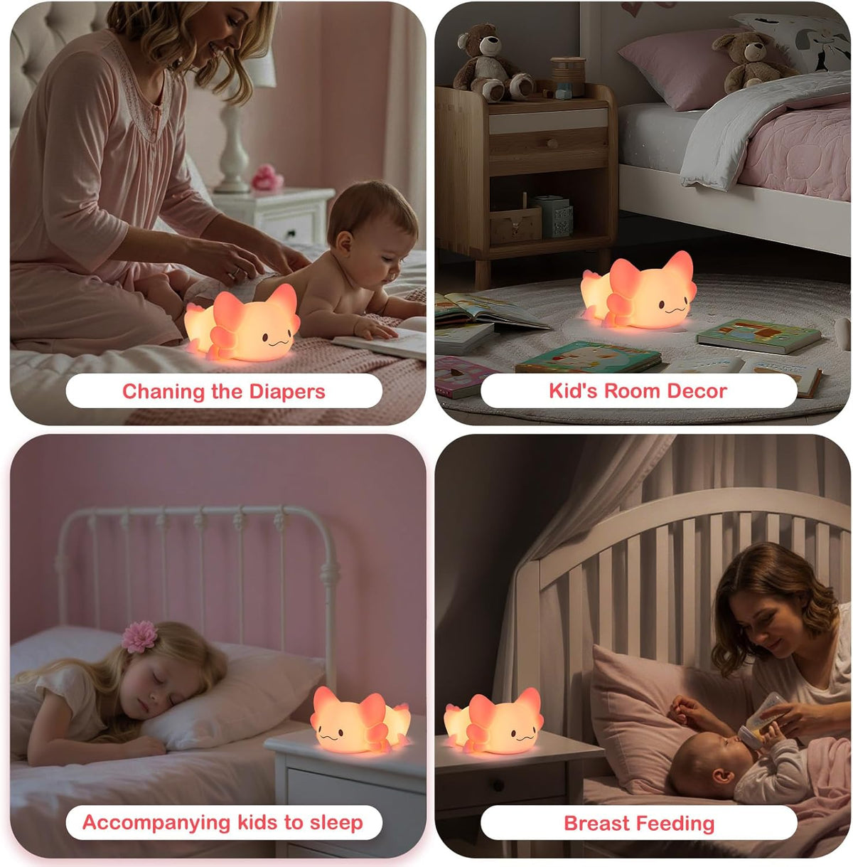 ZKLiLi Axolotl Night Light Kids Nightlight,Squishy Cute Lamp Dimmable Childrens Night Light Baby