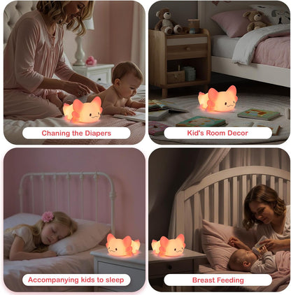 ZKLiLi Axolotl Night Light Kids Nightlight,Squishy Cute Lamp Dimmable Childrens Night Light Baby